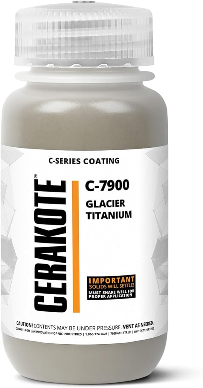 CERAKOTE ( AIR CURE C-SERIES GLACIER TITANIUM [ 32oz ] C-7900Q Performance Ceramic Technology + Color on All- Metals, Polymers + More