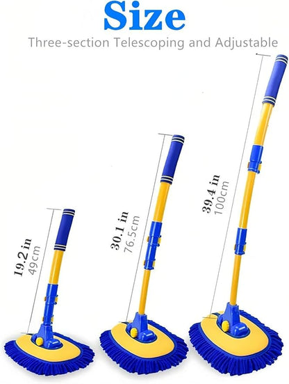 Upgrade Car Wash Brush with Long Handle,Car Wash Brush Car Cleaning Brush Kit Car Wash Mop Car Wash Brush with Hose Attachment Car Washing Brush with Scratch-Free Replacement Head(Blue