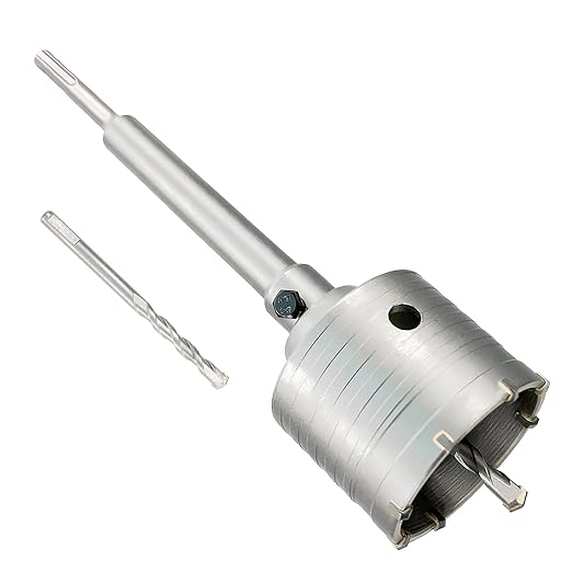 3" Concrete Hole Saw, 75mm Tungsten Steel Core Bit for Cinder Block, Brick, Rock, Plank Walls for Pipes or mini Split Lines, with SDS Plus Shank and 2 Center Positioning Drill Bits.