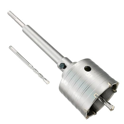 3" Concrete Hole Saw, 75mm Tungsten Steel Core Bit for Cinder Block, Brick, Rock, Plank Walls for Pipes or mini Split Lines, with SDS Plus Shank and 2 Center Positioning Drill Bits.