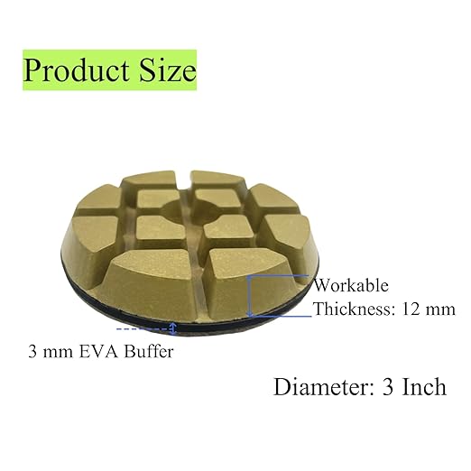 Concrete Floor Polishing Pucks Diamond Resin Disc for Terrazzo, Marble, Granite Floor, 3 Inch Hook and Loop Polishing Pad,3000# 9PCS