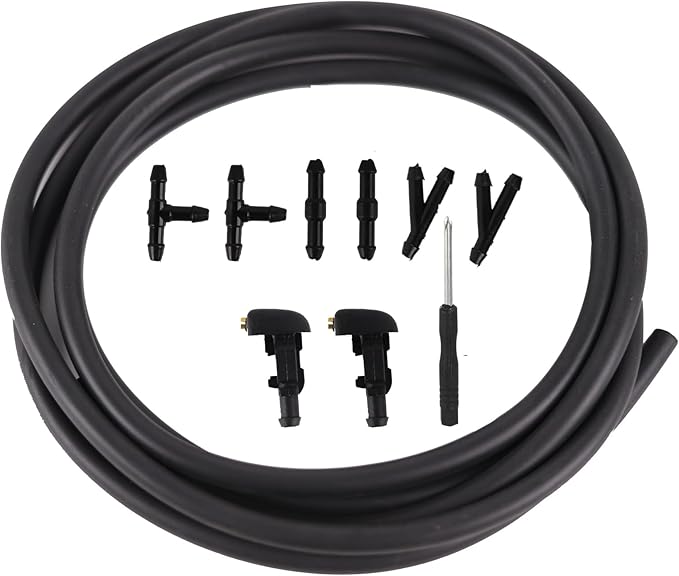 Windshield Washer Nozzles Kit Compatible with Ford F150 2004-2013 Front Windshield Spray Nozzles Wiper Spray Washer Jet and Hose repair kit with Connector Replaces # 3W7Z17603AA