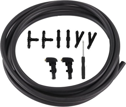 Windshield Washer Nozzles Kit Compatible with Ford F150 2004-2013 Front Windshield Spray Nozzles Wiper Spray Washer Jet and Hose repair kit with Connector Replaces # 3W7Z17603AA