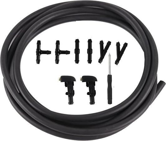 Windshield Washer Nozzles Kit Compatible with Ford F150 2004-2013 Front Windshield Spray Nozzles Wiper Spray Washer Jet and Hose repair kit with Connector Replaces # 3W7Z17603AA