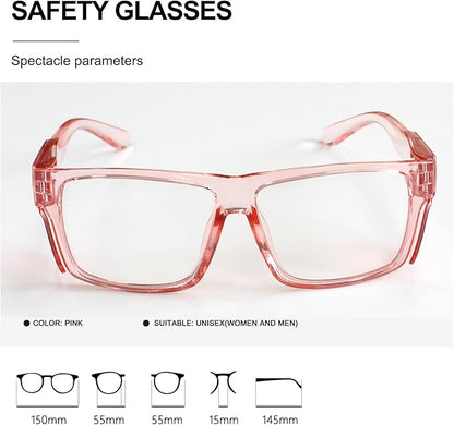 JING LEI Safety Glasses with Removable Side Shield,UV400 Protection Goggles, Rectangle Black Sun Glasses for Women Men Work
