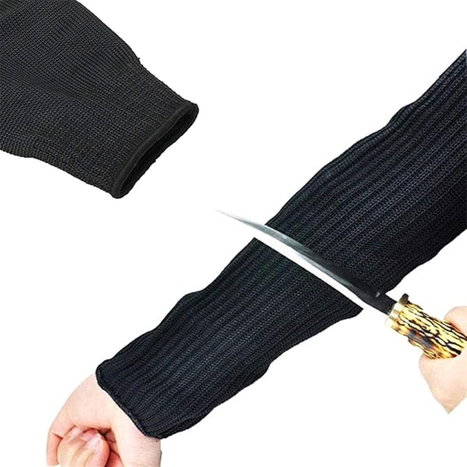 SUYAMI Arm Protection Sleeves, Cut Resistant Sleeves Level 5 Protection, Slash Resistant Anti Abrasion Safety Arm Guards (A-black sleeve, one size)
