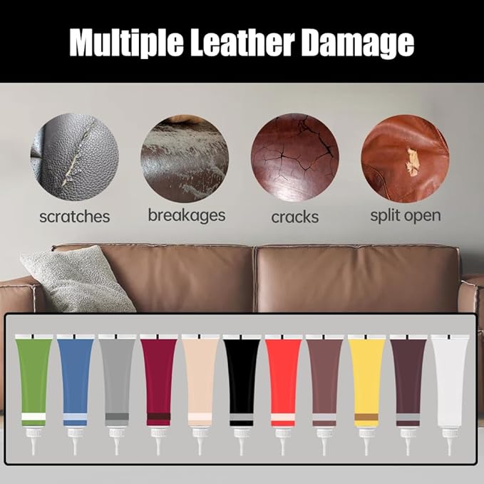 Advanced Leather Repair Gel, 2026 New Leather Repair Kit for Car Seat Vinyl Repair Kit, Professional Leather Repair Kit for Car Seat, Multifunctional Couch and Jacket Repair Kit (Brown)