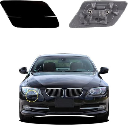 Car Front Bumper Headlight Washer Cover Compatible with BMW 328i 3351 335lS Coupe Convertible 2011-2013 Headlight Washer Nozzles Cover 61677253393 61677253394 Water Spray Cover Black Right