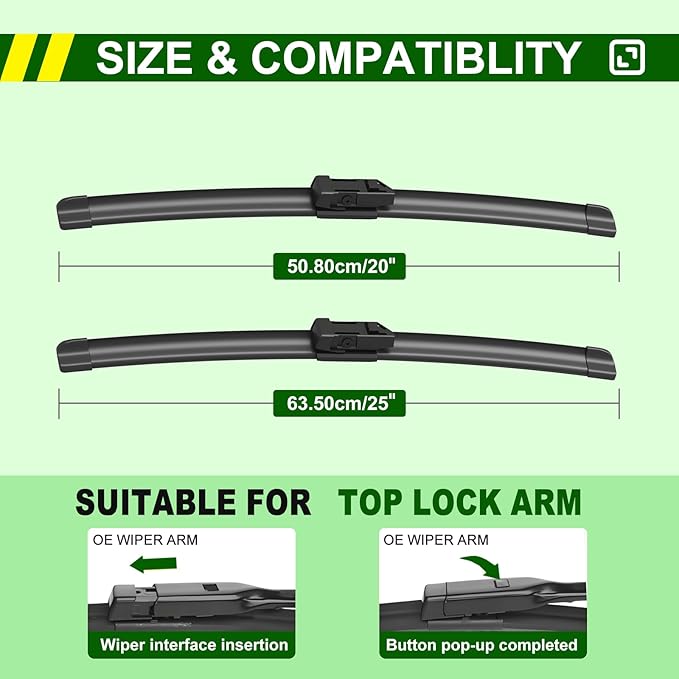 ZIXMMO® Wiper Blades:2-Pack Windshield Wipers for Audi A4 Q5 Q3 A5 RS5 S5 allroad 2009-2020-All-Season Beam Design-Exact Fit Replacement for Audi Cars (25"/20")