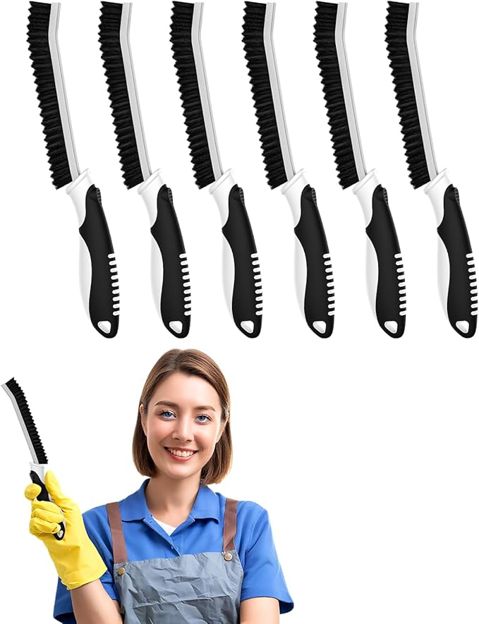 Cleangor Crevice Cleaning Brushes, Serrated Scrub Brush Tool for Hard to Reach Tight Space, Cleaner Brushes, Cleaning Supplies, Home Essentials for Shower, Bathroom, Kitchen, Window, Toilet, Sink