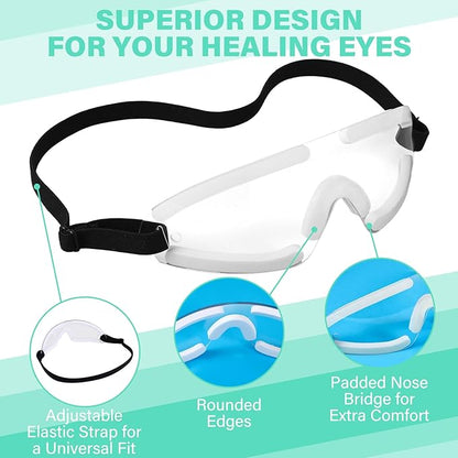 Kingdder 2 Pcs Eye Shield Clear Eye Shield for Sleeping Protective Goggles with Adjustable Strap and Soft Padding, Sensitivity of The Eyes to Light, Storage Bag