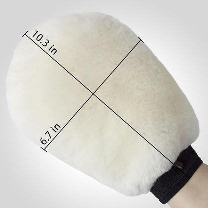 Gracefur Ultra-Soft Car Wash Mitt Double-Sided Sheepskin Wash Mitt, Scratch-Free Detailing Lambswool Extra Large Size Cleaning Gloves for Cars (No Fingers, White)