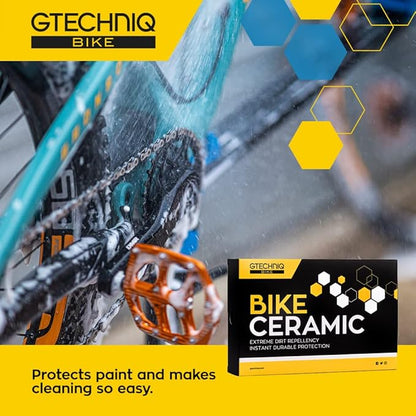 Gtechniq Bike Ceramic Kit, 4-Piece | Includes Frame Prep Spray, Ceramic Protector, Applicator and Microfiber Cloth, Extreme Dirt Repellent, Chemically-Bonding Coating, Up to 2 Years Protection