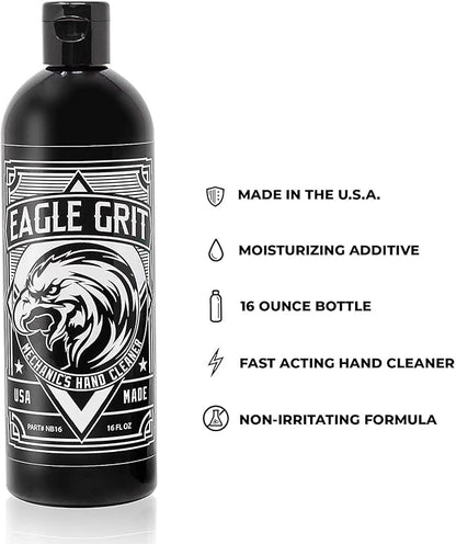 Eagle Grit Heavy Duty Industrial Hand Cleaner – USA Made Mechanic Soap – Silica-Based, Solvent-Free Hand Degreaser – Removes Grease, Oil, Paint, & More – Moisturizing, Drain & Eco-Friendly – 3 x 16 Oz
