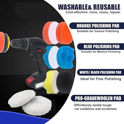 WCIC 133-Piece 3-Inch Ultimate Sanding & Polishing Kit | P60 to P10000 | 12 Grits, 120 Discs + Hooks, Loops, Pads & Plates | Complete Solution for Auto Wood Metal