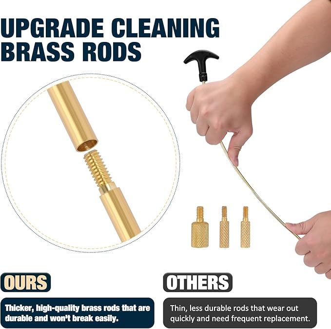 Universal Gun Cleaning Kit for All Caliber Compatible with Pistol Rifle Handgun Shotgun Hunting with Brass Rods and Cleaning Stand