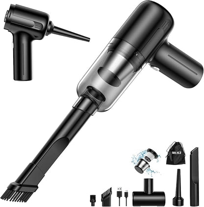 SHLNLI Handheld Car Vacuum Cleaner, 9000Pa Hand Held Vacuum Portable Cordless，2 in 1 Air Duster and Mini Vacuum Cleaner with LED Light, 120W High Power Small Vacuum for Car, Home, Office, Pet（Black）