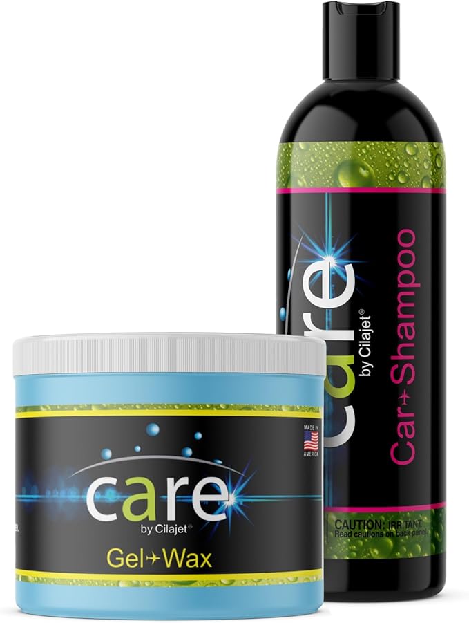 Care Car Shampoo 16oz. and Gel-Wax 26oz., Long-Lasting Car Paint Protection with Deep Car Shine, Non-Hazardous Car Care, Car Gel Wax, Deep Shine for All Cars, Trucks, Motorcycles, and Boats