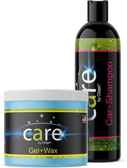 Care Car Shampoo 16oz. and Gel-Wax 26oz., Long-Lasting Car Paint Protection with Deep Car Shine, Non-Hazardous Car Care, Car Gel Wax, Deep Shine for All Cars, Trucks, Motorcycles, and Boats