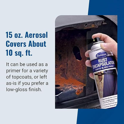 Eastwood Rust Encapsulator Aerosol | Quick Drying with UV Resistance and Heat Resistance up to 400 Degrees Fahrenheit | 15 Oz, Black | 2 Pack