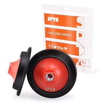 SPTA 2Pcs RO Rotary Flexible Backing Plate, Hoop-and-Loop Face PU Soft Backing Pad Used On Rotary Polisher Sander for Sanding Polishing Buffing Finishing (5/8"-11 Thread, Orange, 5Inch (125mm))