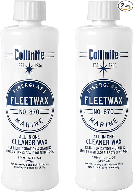 Collinite 870 All-In-One Cleaner Wax for Marine/RV. Removes Oxidation + Restores Look + Provides High Gloss Shine in One Single Step. Provides UV Protection & Prevents Oxidation. (16 fl oz) - 2 Pack