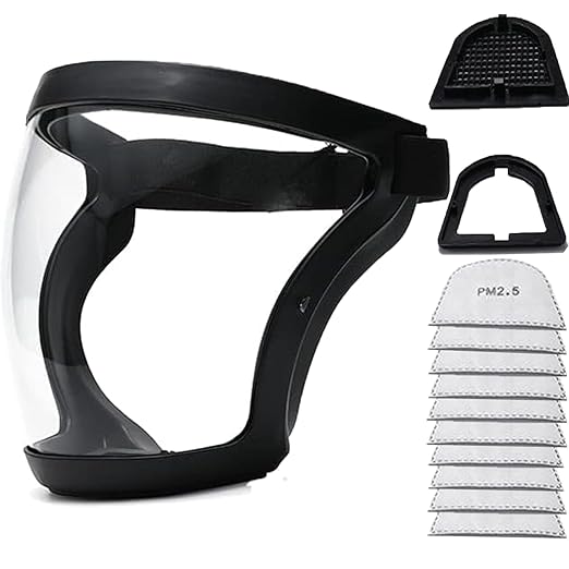 Full Face Shield for Adults Women Men（1 pack), Full Face Super Protective Shields, Adjustable reusable high-definition plastic face shield with Super Lightweight, High-Definition, Anti-Fog