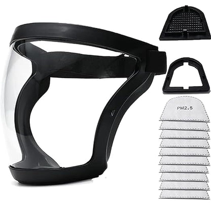 Full Face Shield for Adults Women Men（1 pack), Full Face Super Protective Shields, Adjustable reusable high-definition plastic face shield with Super Lightweight, High-Definition, Anti-Fog