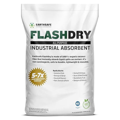 FlashDry All Purpose Organic Industrial Absorbent - 1 Pallet of 48 50L Bags - Instantly Absorbs Liquid Spills - Safer and 5-7x More Absorbent Than Clay - Lightweight & Reusable - OSHA Compliant