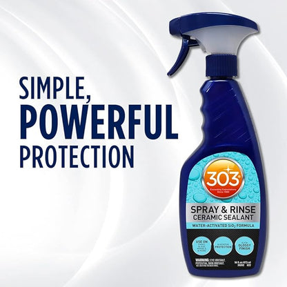 303 Products Spray & Rinse Ceramic Sealant – Quick Ceramic Coating – Water-Activated SiO2 Formula – 6 Months of Protection – Water Repellent Ceramic Spray – Easy to Use – 24 Oz (30264)