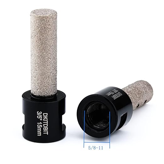 Diamond Coated Finger Bit, 3/5" Tile Milling Bit to Enlarge Polish Shape Holes Edges in Porcelain Ceramic Marble Granite Tile Countertop, with 5/8-11 Thread to 3/8" Hex Shank Adapter, Diameter 15mm