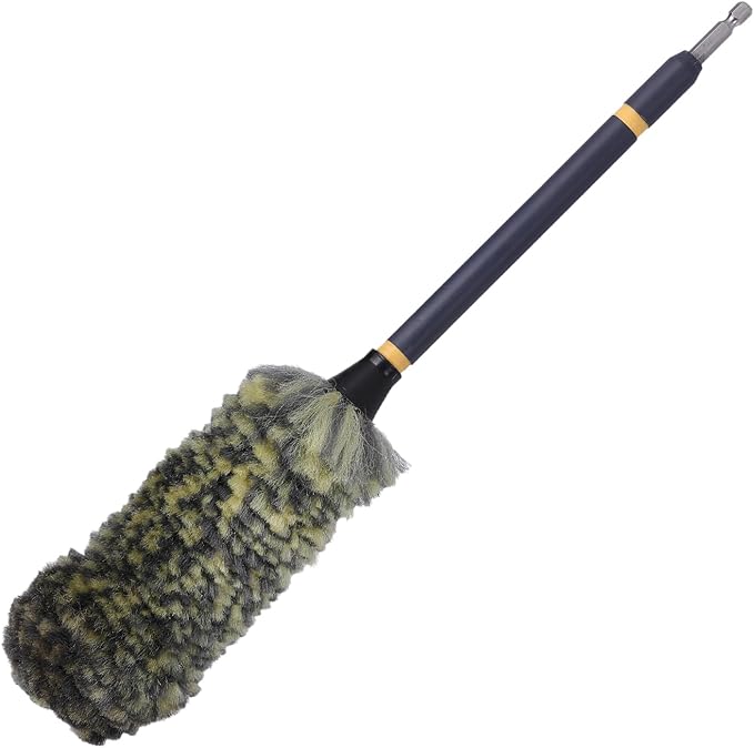 Mr. Detroit - Drill Wheel Brush w/Durable Soft Wool Microfiber Bristls and Steel Shaft for Car Tires, Wheels, Rims, Brakes and Any Other Narrow Spaces| Rim Brush Cleaning Tool w/Non-Scratch Bristle