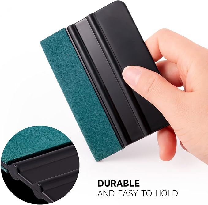 FOSHIO Vinyl Wrap Squeegee 4 Inch with Micro Fiber Suede Felt Edge, Scraper for Window Tinting, Sign Making and Sticker Wrap Application Tools, Pack of 8 Black Felt Squeegee for Vinyl