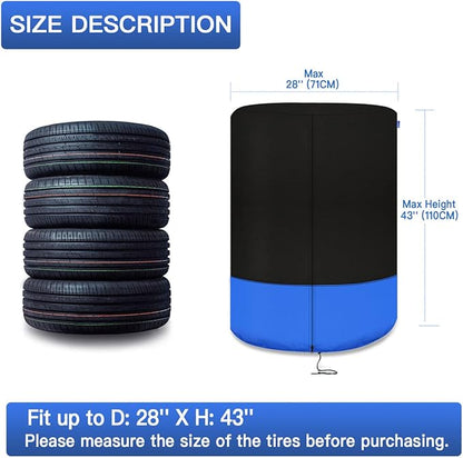 Kayme Tire Cover, Large Tire Storage Bag, Seasonal Spare Tire Storage Cover, Durable Tire Bags Used in Trucks, SUV, Trailer Sun Rain Snow Protection, Fit 28 Inch Tire Diameter-Black