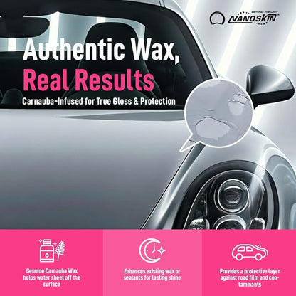 Nanoskin WASH N' WAX with Carnauba 55 gallons - Cleans & Shines in One Step | Works with Foam Cannon, Foam Gun, Bucket Washes, Pressure Washer | Carnauba Wax Protection for Cars