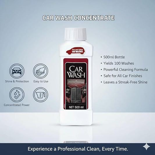Car Wash Concentrated Liquid Soap, 500ml, 100 Washes, External Vehicle Cleaning