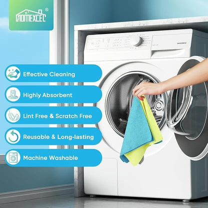 HOMEXCEL Shop Towels 100 Pack, Reusable Microfiber Towels for Cars, Bulk Multipurpose Microfiber Cleaning Cloths, Lint Free Cleaning Rags for Car, House and Kitchen, 11.5 x 11.5 inch