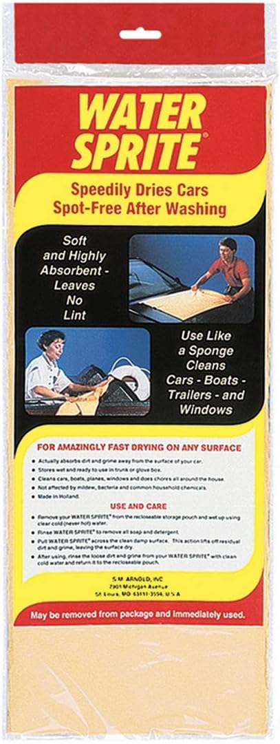 SM Arnold Water Sprite PVA Drying Cloth 5 Sq. Ft. – Fast Drying Chamois for Car Detailing | Cleans and Dries Finished Surfaces | Safe for Cars, Trucks, Motorcycles, RVs, Home, Garage, Office & More