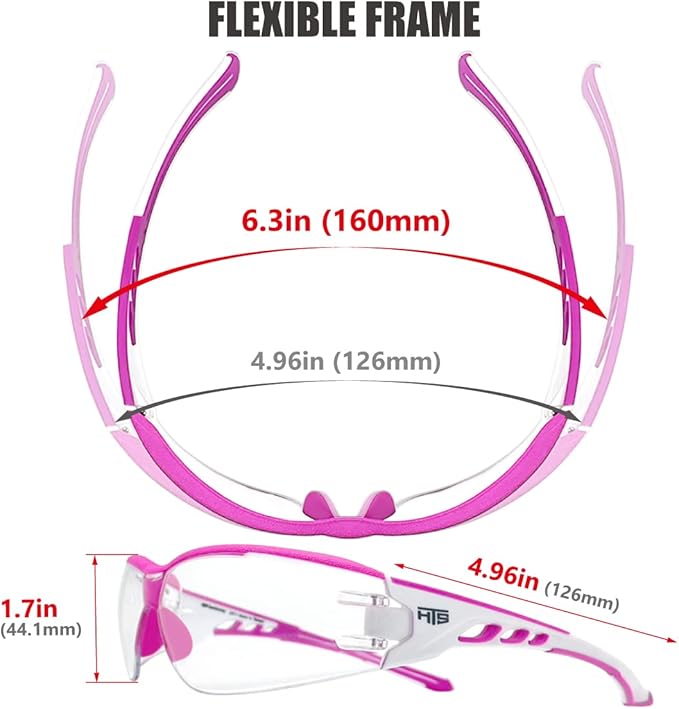 HTS HUNTERSKY Super Flexible Lightweight Anti Fog Wrap-Around U6 Clear Shooting Safety Glasses with ANSI Z87.1 Scratch Resist