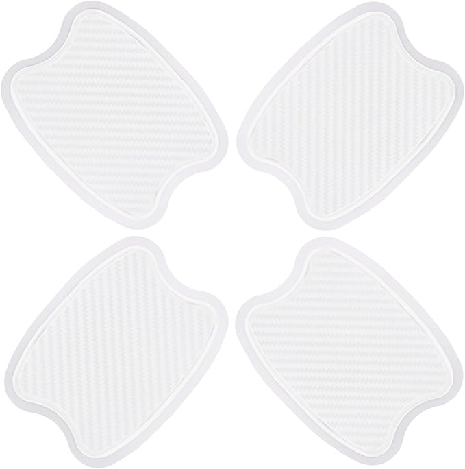 WORCAS 4Pcs Semi-Transparent Carbon Fiber Like Car Door Handle Cup Protective Sticker Auto Door Paint Guard(S)