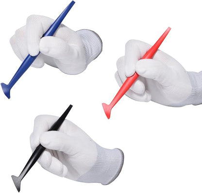 FOSHIO Vinyl Car Wrapping Flexible Micro Squeegee Curves Slot Tint Tool Set 3 in 1 with Different Hardness for Installing Vehicle Wraps and Auto Stickers