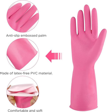 IUCGE Rubber gloves dishwashing 2 or 4 Pairs for Kitchen,Cleaning gloves for household Reuseable.
