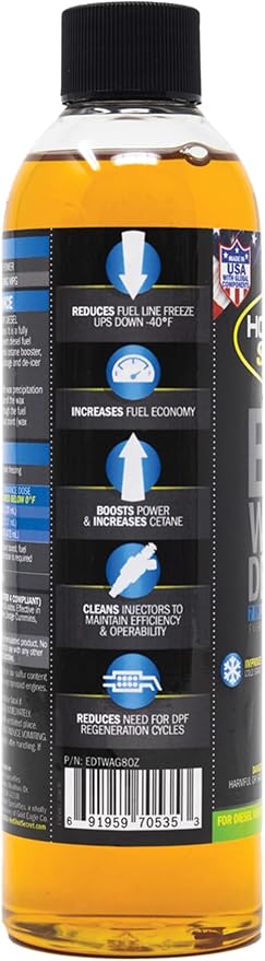 Hot Shot's Secret EDT+ Winter Defense 8oz, 7-in-1 Anti-Gel Diesel Fuel Additive – Prevents Gelling, Protects Fuel System, Diesel Additive Improves Cold Starts, Boosts Cetane