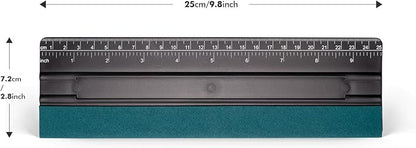 FOSHIO 10 Inch Felt Squeegee for Vinyl wtih Ruler 25CM 4 Round Corners Universal Card, Window Tint Film Installing Hard Black PP Car Vinyl Wrap Scraper Tool