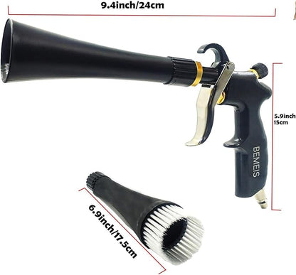 BEMEIS Air Blow Gun with Brass Adjustable Air Flow Nozzle,Cleaning Gun Quickly Blasts Dirt and Dust from Surface Works with Air Compressor(Upgrade Aluminium Rotate Tube) (Detail Blowing Gun), Black