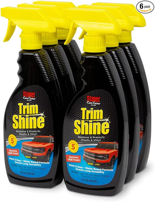 Stoner Car Care 92034-6PK Trim Shine – Vinyl and Plastic Protectant for Interior and Exterior Detailing, Restores OEM Color, Adds Shine, UV and Water Protection – 22 fl oz (Pack of 6)