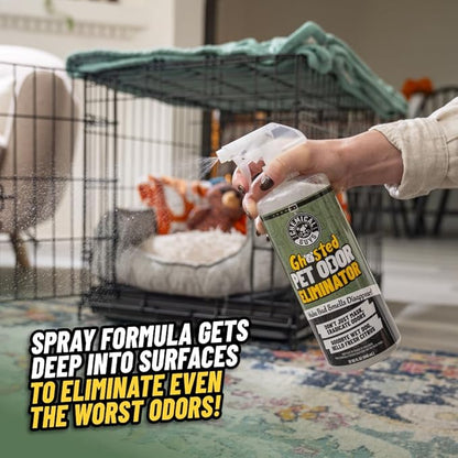 Chemical Guys Ghosted Pet Odor Eliminator 32 Oz Pet Smell Neutralizer For Car Interior, Carpet, Upholstery, Fabric Seats, Home, Furniture, Citrus Scent Spray Cleaner