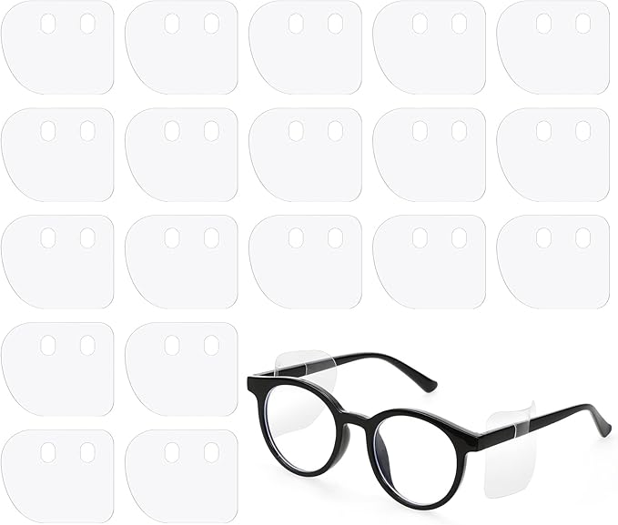 Oudain Clear Glasses Safety Side Shields Plastic Protector Shield for Glasses Slip on Side Guards Fit Most Frames