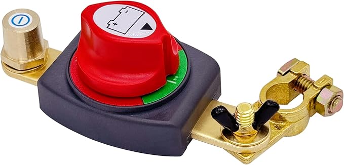 Ampper Top Post Battery Disconnect Switch 12V - 48V, Marine Battery Switch Disconnect Power Cut Off with Battery Terminal for Car RV Boat (Negative, On/Off)