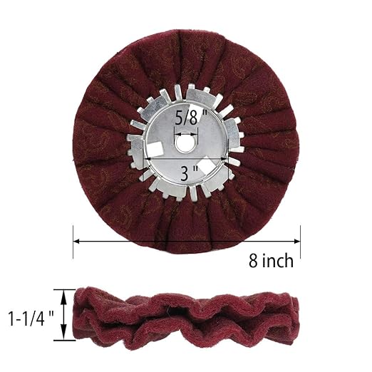 QZATTCAEN 8" Non-Woven Airway Buffing Wheel, 5/8" Arbor Hole | Surface Prep Wheel for Angle Grinder, Ideal for Sanding & Polishing Aluminum, Stainless Steel - 2 PCS